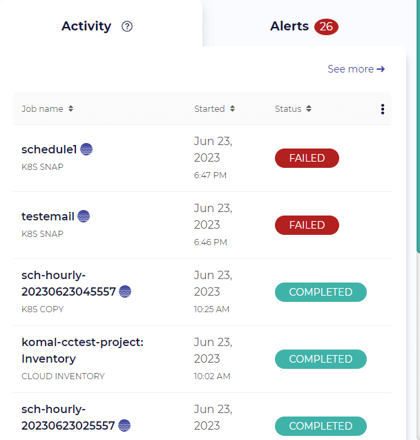 Monitoring Velero job status