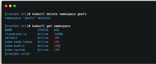 Fig 14 gkefs deletion namesapce listing before restore