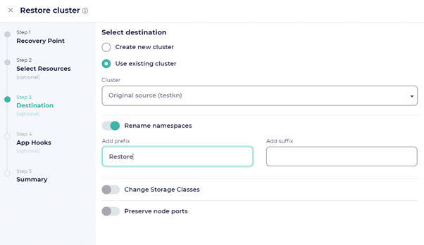 Cluster restore