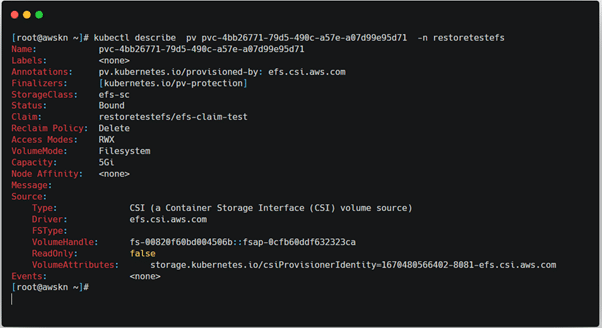 Restored EFS Persistent Volume