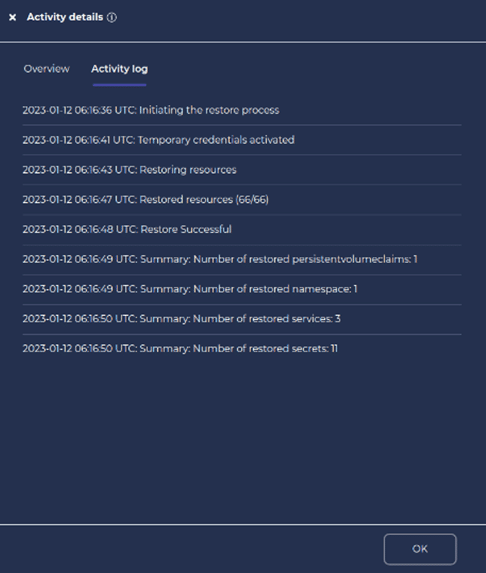 track the restore progress