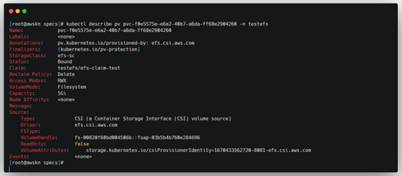 Amazon EFS Persistent volume