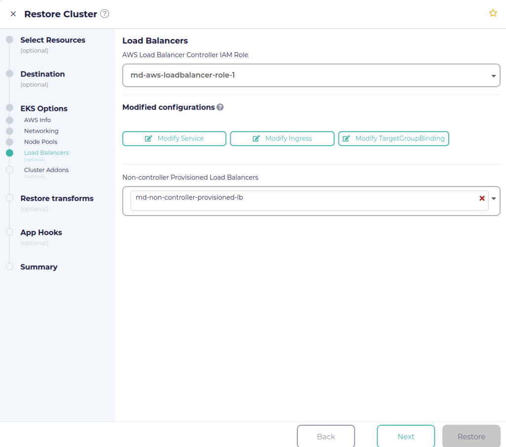 Load Balancers section