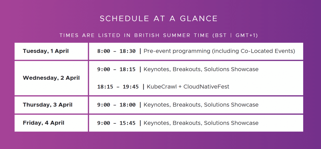 schedule kubecon